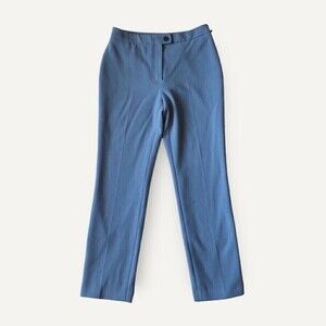 Iris Setlakwe Pants Blue Textured Weave Straight Leg Trouser Pant 8